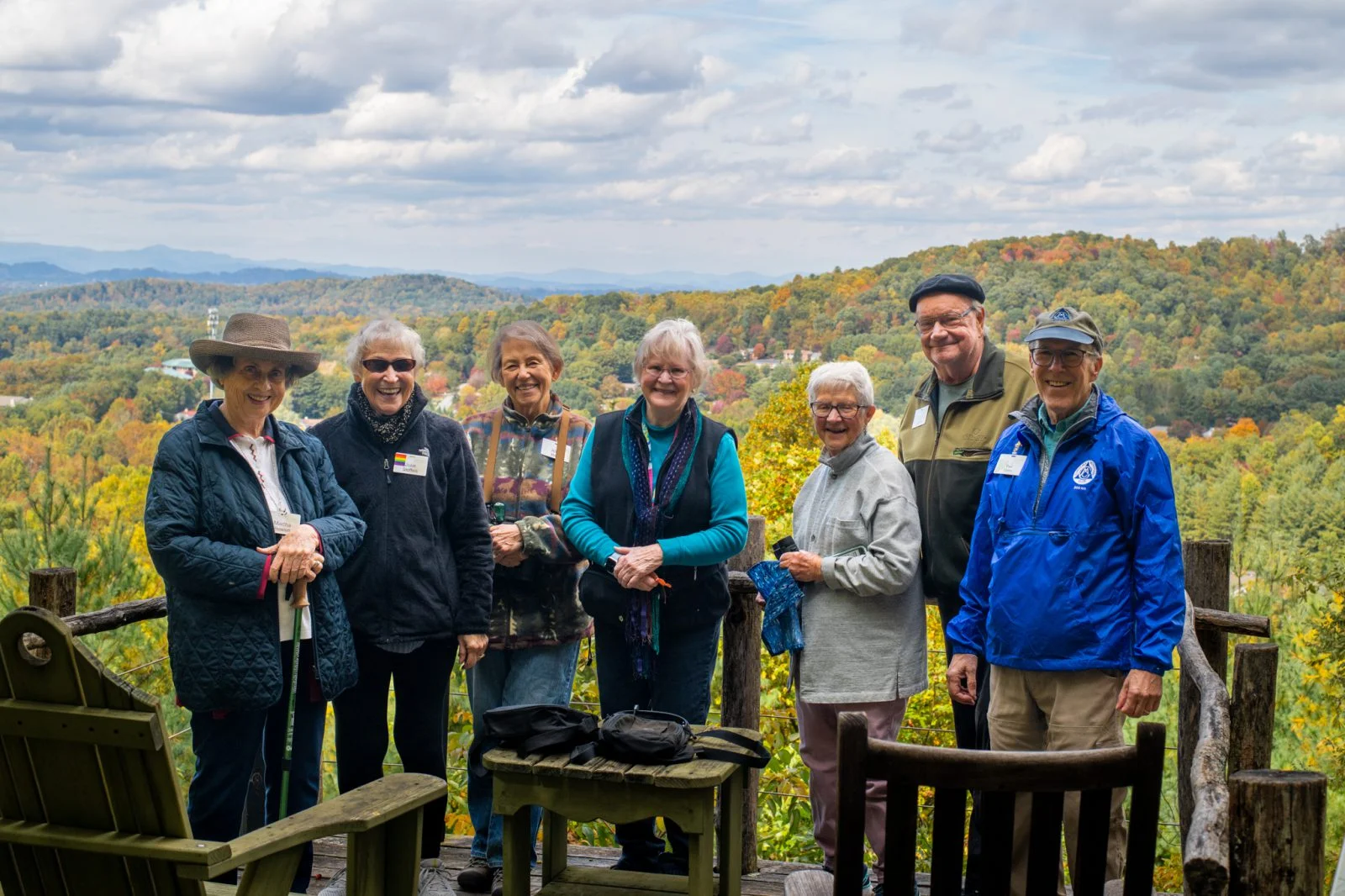 North Carolina Independent Living Residents hike on campus to see some of the sites on campus.