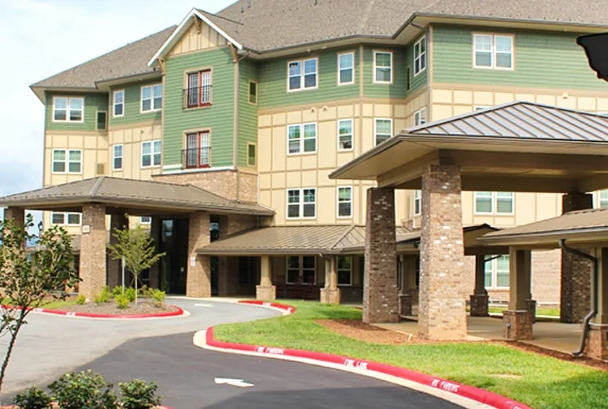 Modern assisted living facility exterior view