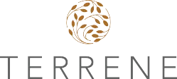 Terrene logo with circular leaf design